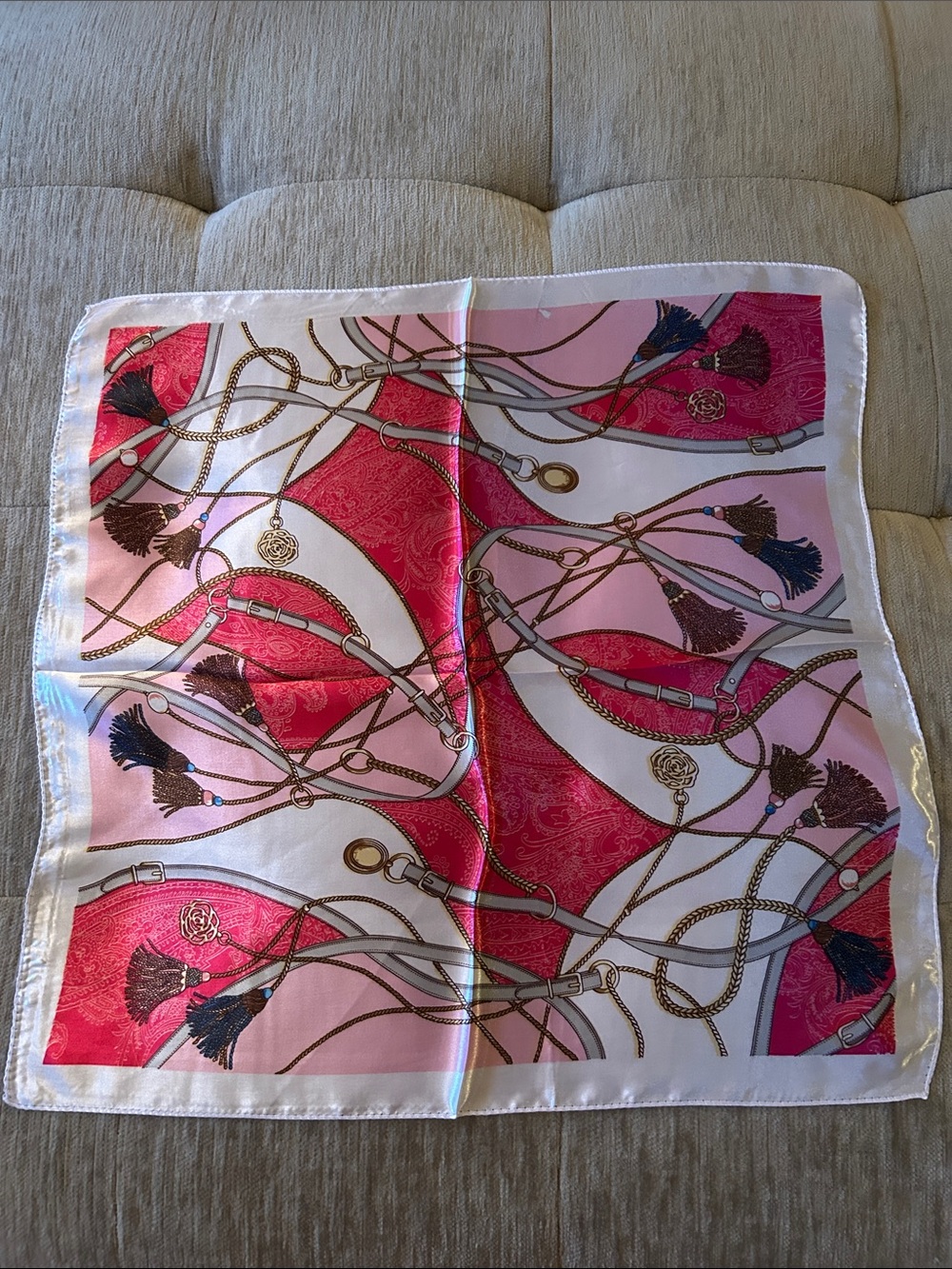 NEW Pink Tassel Print Scarf